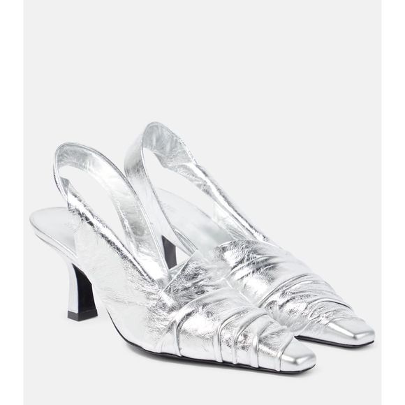 Khaite Women's White Water Metallic Leather Court Shoes